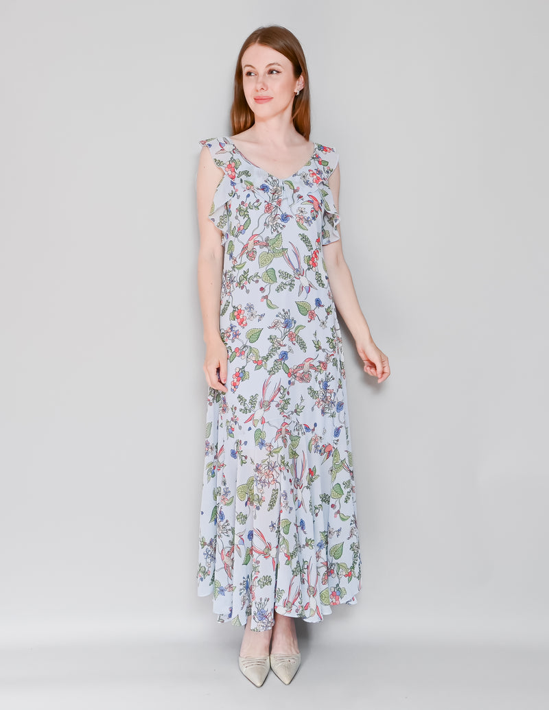 NANETTE By Nanette Lepore Blue Floral Hummingbird Dress