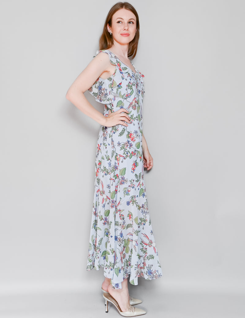 NANETTE By Nanette Lepore Blue Floral Hummingbird Dress