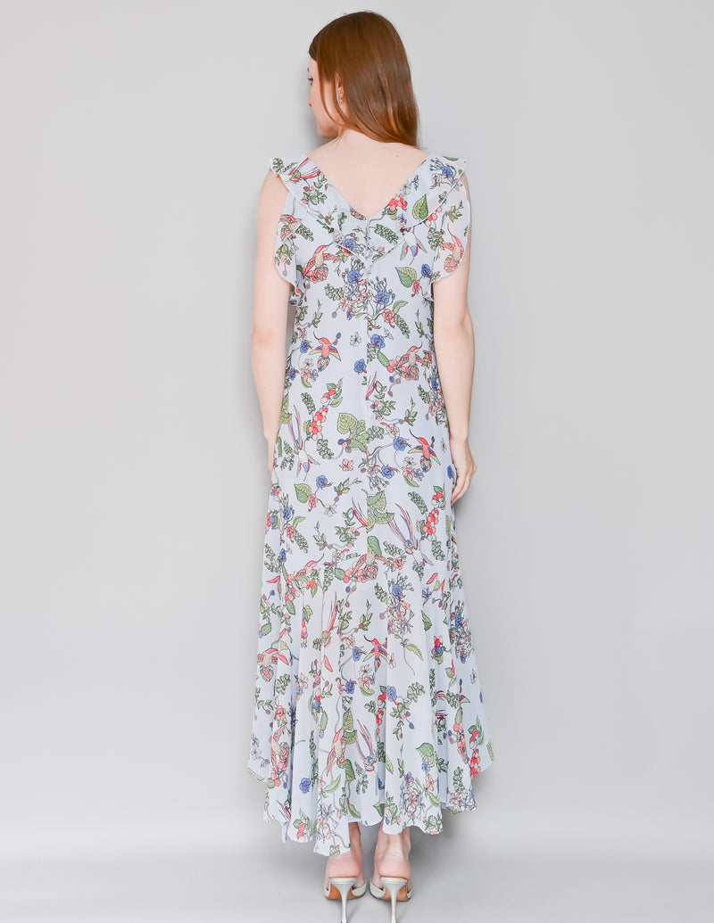 NANETTE By Nanette Lepore Blue Floral Hummingbird Dress