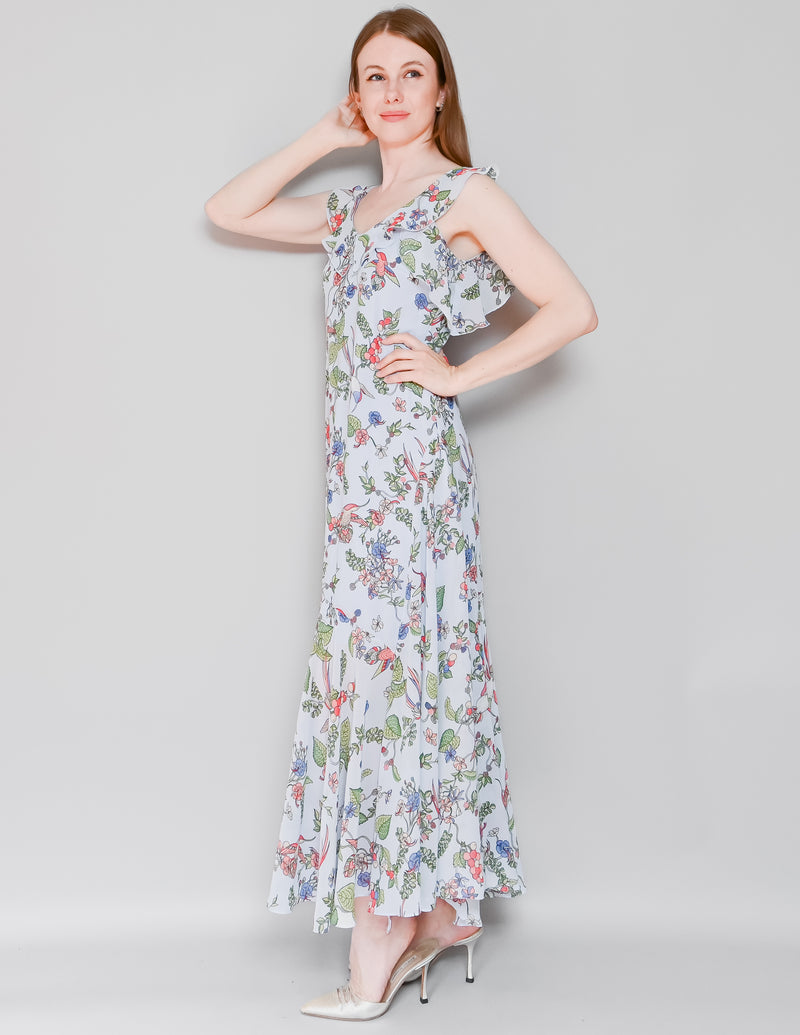 NANETTE By Nanette Lepore Blue Floral Hummingbird Dress