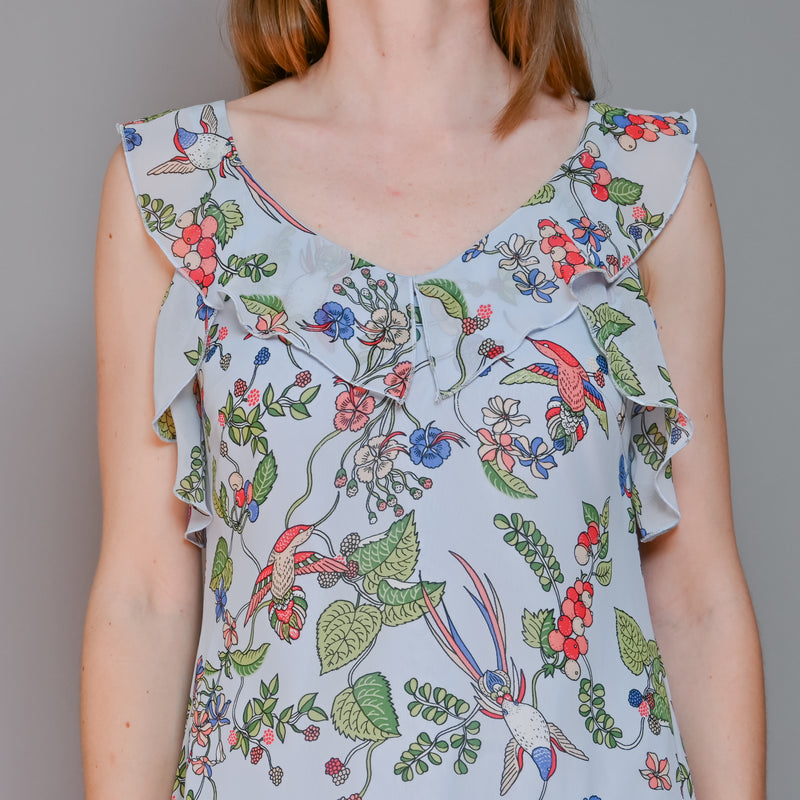 NANETTE By Nanette Lepore Blue Floral Hummingbird Dress