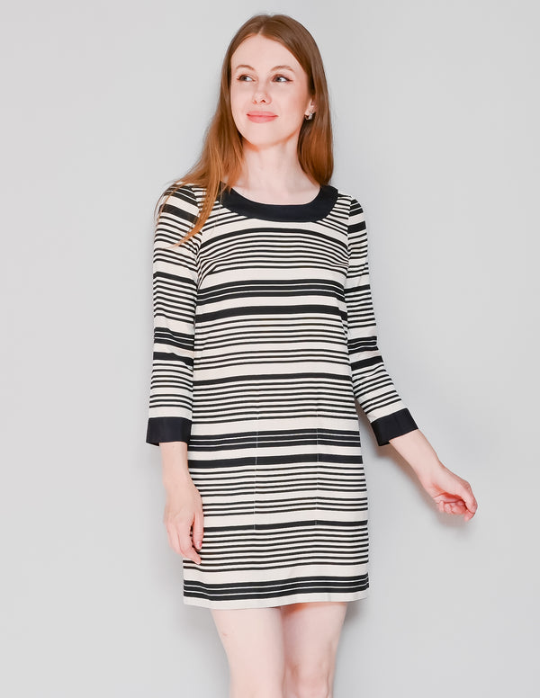 J. CREW Jules Silk Navy & Ivory Stripe Shift Dress NWT (00)