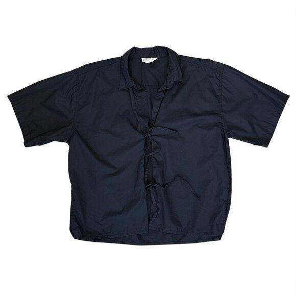 DEIJI STUDIOS Black 'The Tie Up' Shirt $135 EUC Small