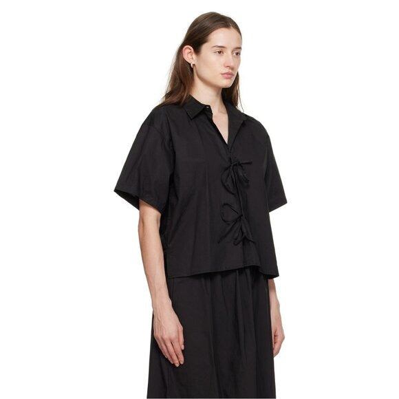 DEIJI STUDIOS Black 'The Tie Up' Shirt $135 EUC Small