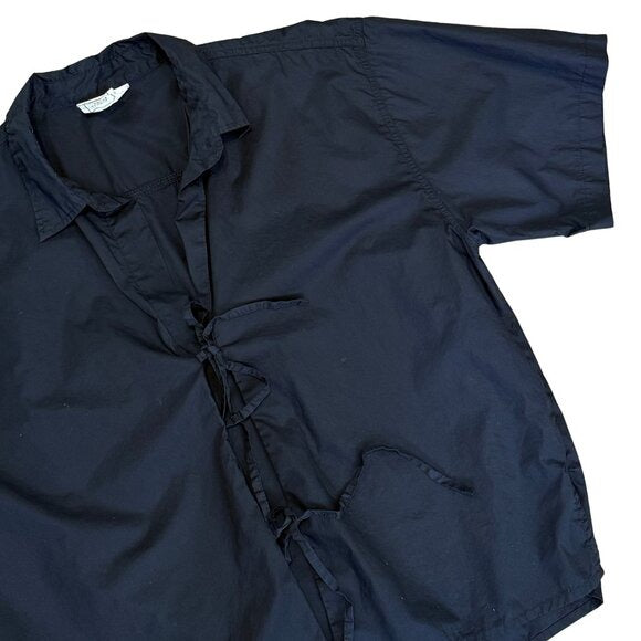 DEIJI STUDIOS Black 'The Tie Up' Shirt $135 EUC Small