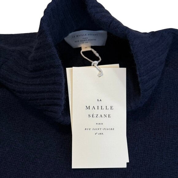 SEZANE Lauren Pull Over Marine Dark Blue Sweater Yak Wool NWT Medium