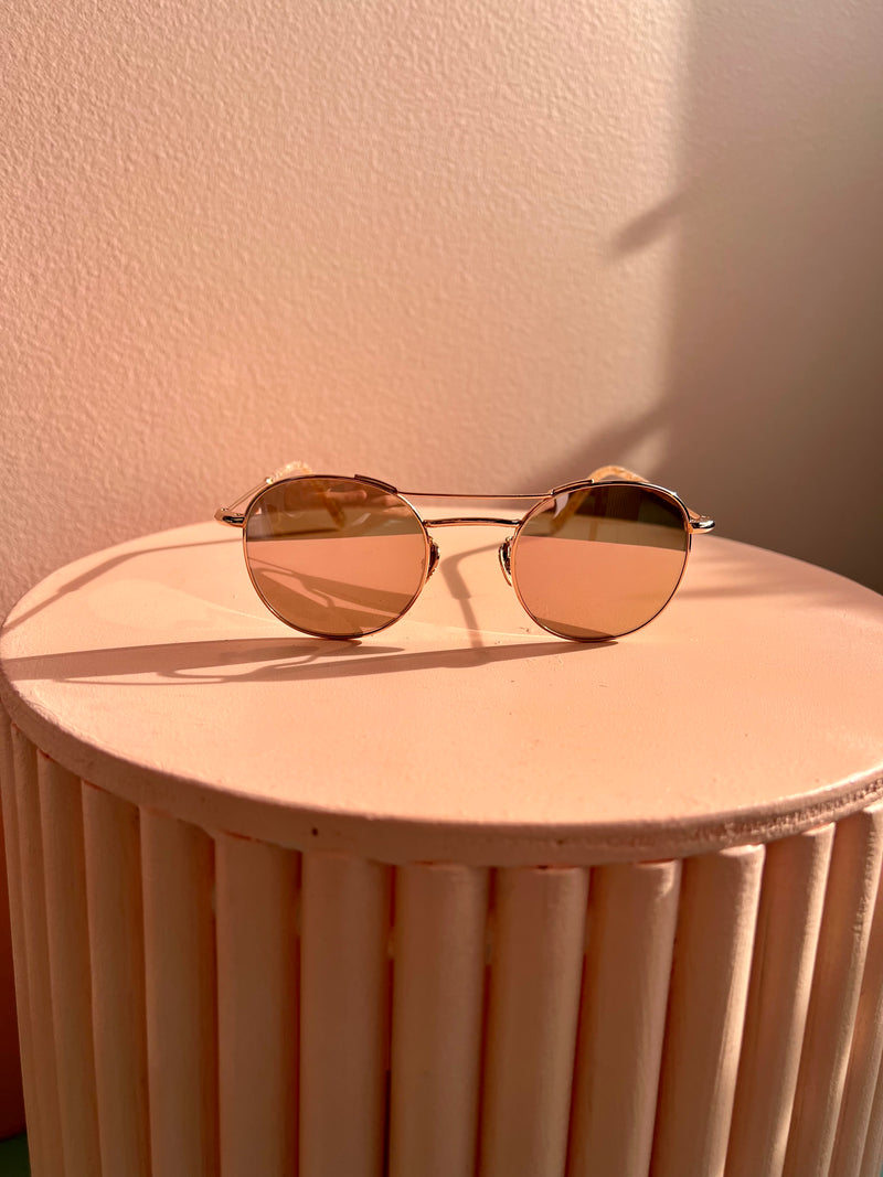 KREWE Orleans Round Pink Tortoise Rose Gold Sunglasses