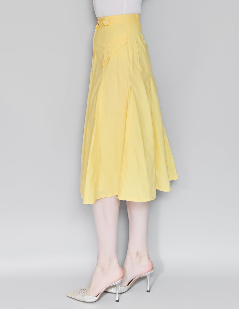 VINTAGE Fucha’s Yellow Cotton Midi Skirt