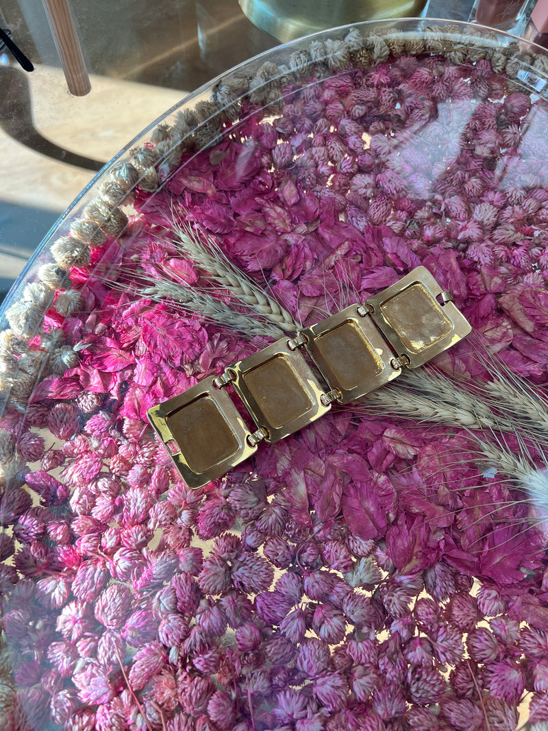 KATE SPADE Rare Semi Precious Agate Stone Gold Tone Linked Statement Bracelet
