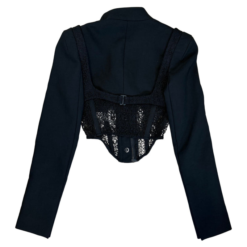 DION LEE Suspended Lace Bustier Black Jacket $1490 EUC Sz 2