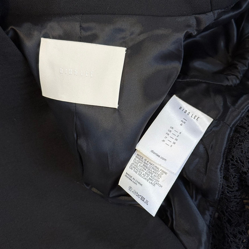 DION LEE Suspended Lace Bustier Black Jacket $1490 EUC Sz 2