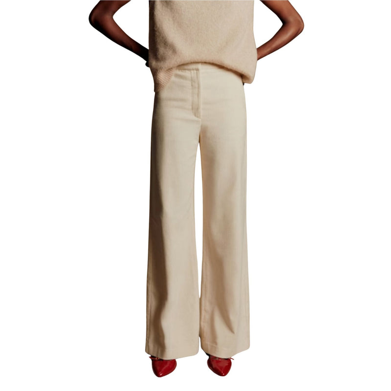 SEZANE Matheo Trousers Velvet Cord Ecru Cream Pants $175 NWT Sz 36