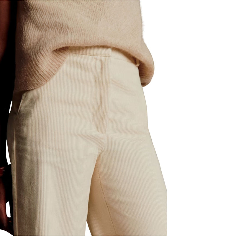 SEZANE Matheo Trousers Velvet Cord Ecru Cream Pants $175 NWT Sz 36