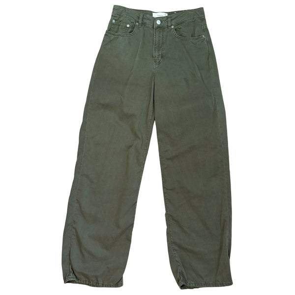 JEANERICA Belem Khaki Green Twill Loose Fit Pants $300 EUC Sz 26 x 34