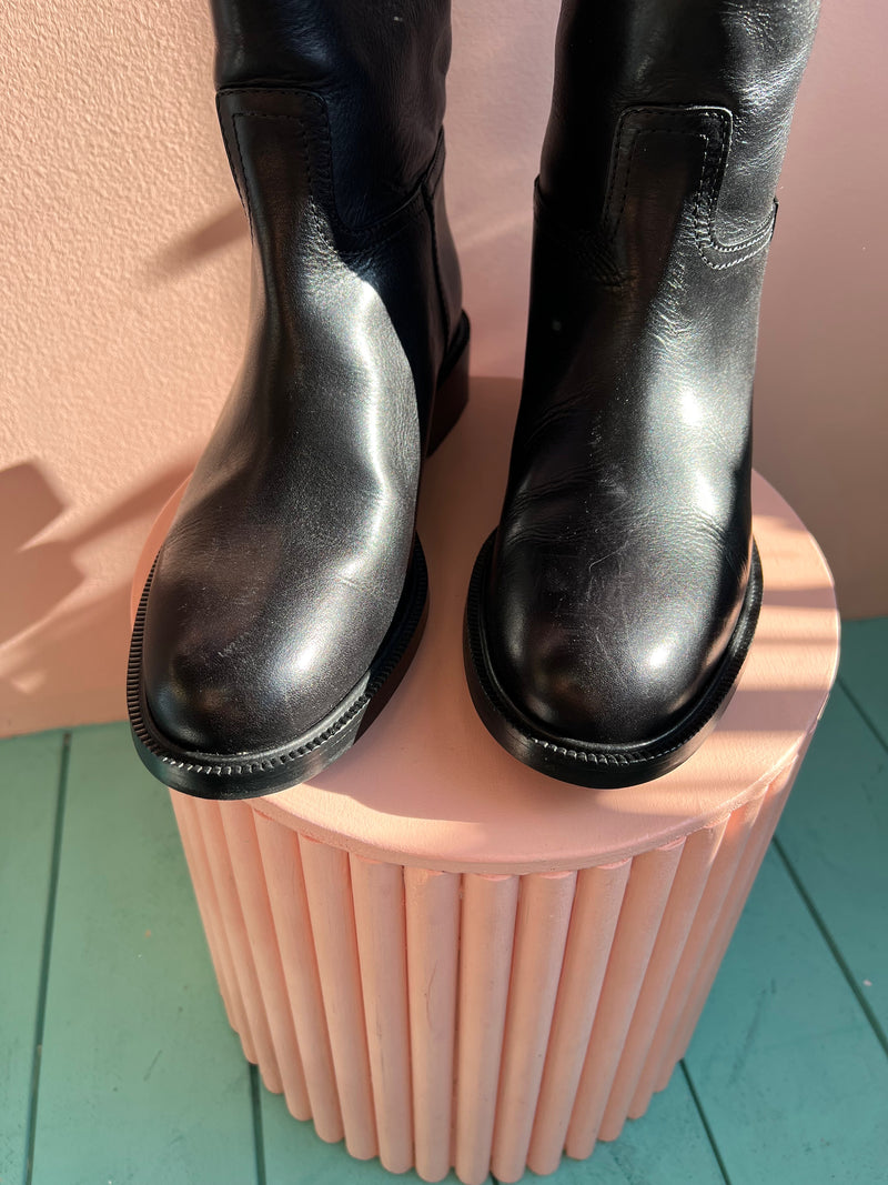 POLO Ralph Lauren Vachetta Black Leather Riding Boots 10