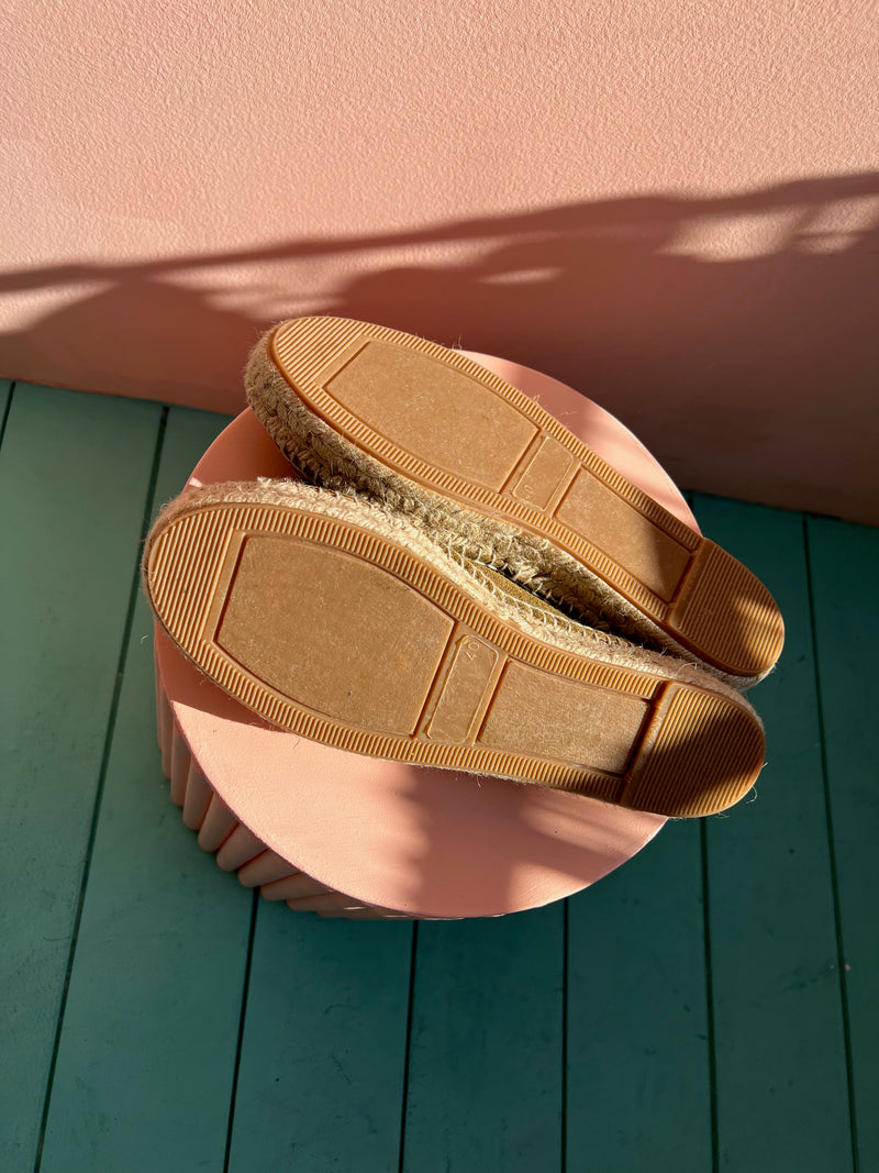 GARNET HILL Leather Olive Espadrille Open Toe Mule Sandals 40