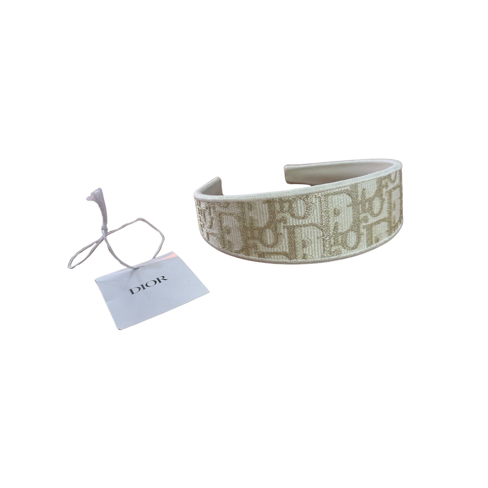 Dior Oblique Dior Band Headband Gold White NEW $570 OS – Fashion