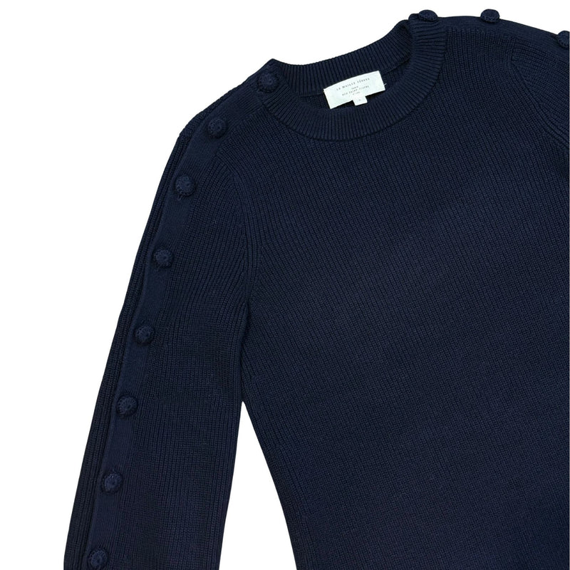 SEZANE Adel Jumper Sweater Buttons Navy $175 LIKE NEW S