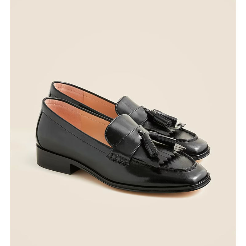 J. CREW Maison Tassel Loafers Leather Black $278 EUC 6.5