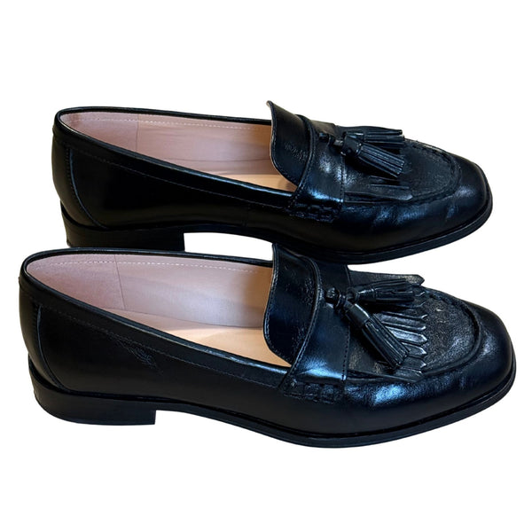 J. CREW Maison Tassel Loafers Leather Black $278 EUC 6.5