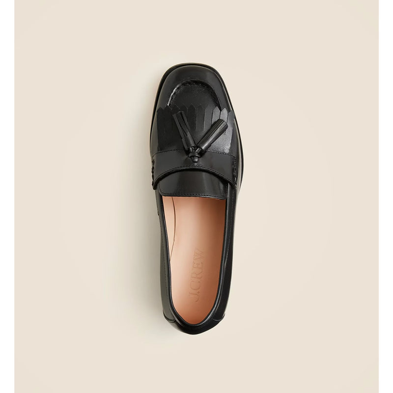 J. CREW Maison Tassel Loafers Leather Black $278 EUC 6.5