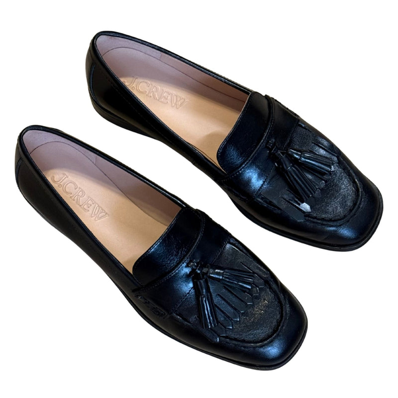 J. CREW Maison Tassel Loafers Leather Black $278 EUC 6.5