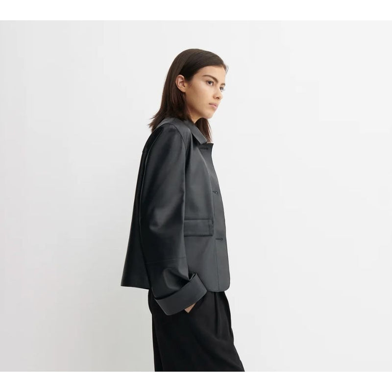 ARMA Ella Black Leather Rolled Cuff Jacket $845 NWT Sz 36 Small US 6