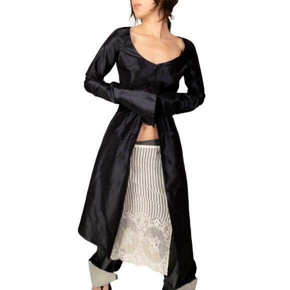 ESANT Cecil Long Black Blazer $1309 EUC Sz Medium