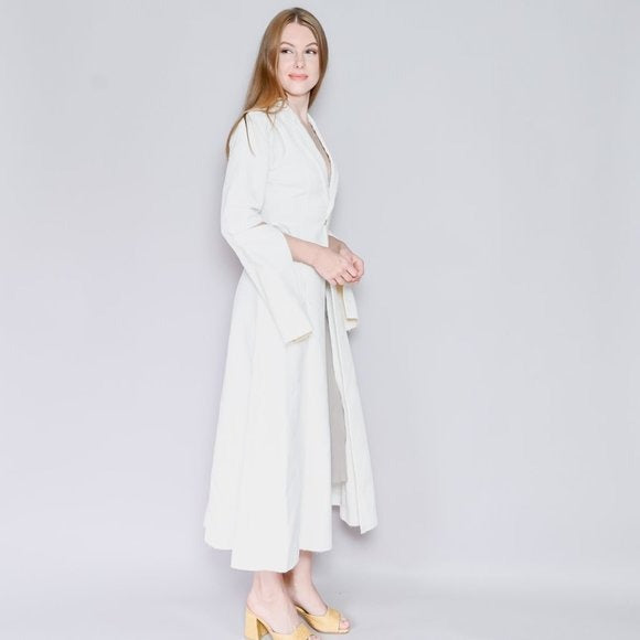 LOEWE White Jacquard Tie-Cut Sleeve Panel Coat Sz 36