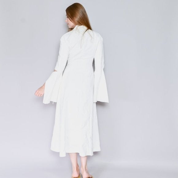 LOEWE White Jacquard Tie-Cut Sleeve Panel Coat Sz 36
