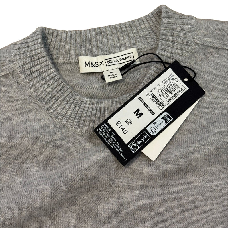 M&S x Bella Freud Grey Cashmere 'Kind' Jumper Sweater $185 NWT M