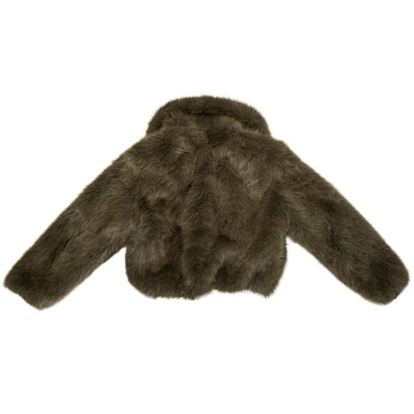 544. THE FRANKIE SHOP Sabrina Faux Fur Jacket in Khaki $399 NWT XS/S