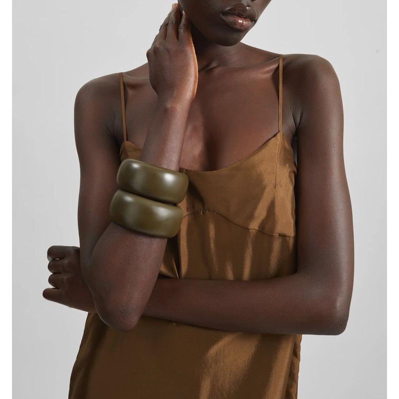 THE FRANKIE SHOP Matte Bangle Moss Green $133 EUC