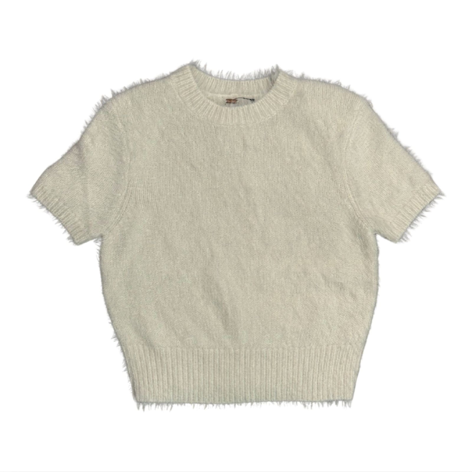 FREE PEOPLE Alexandra Fuzzy Cream Tofu Knit Sweater Top NWT M