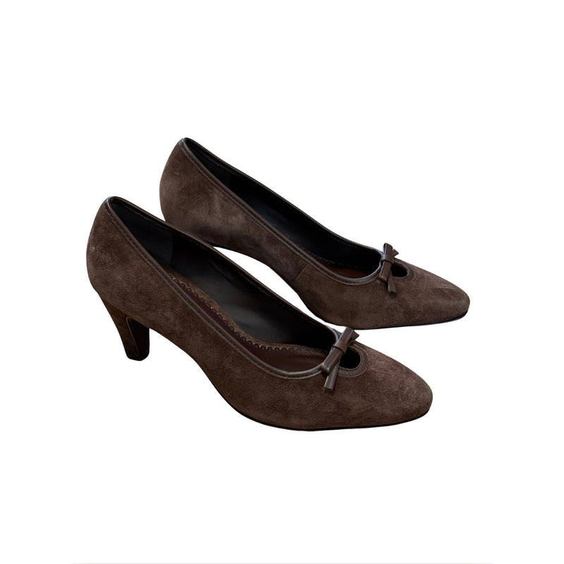 REFORMATION x DEVON LEE CARLSON Brown Suede Leather Pam Pumps $298 NEW 8