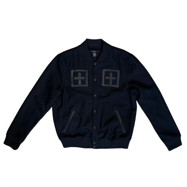 KSUBI Black Varsity Wool Blend Patch Logo Jacket EUC M