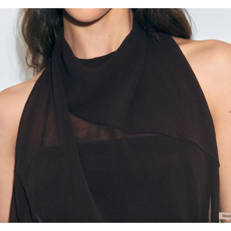 MANGO MNG x SUPRIYA LELE Puffy Mini Dress Draped Neck $140 EUC S