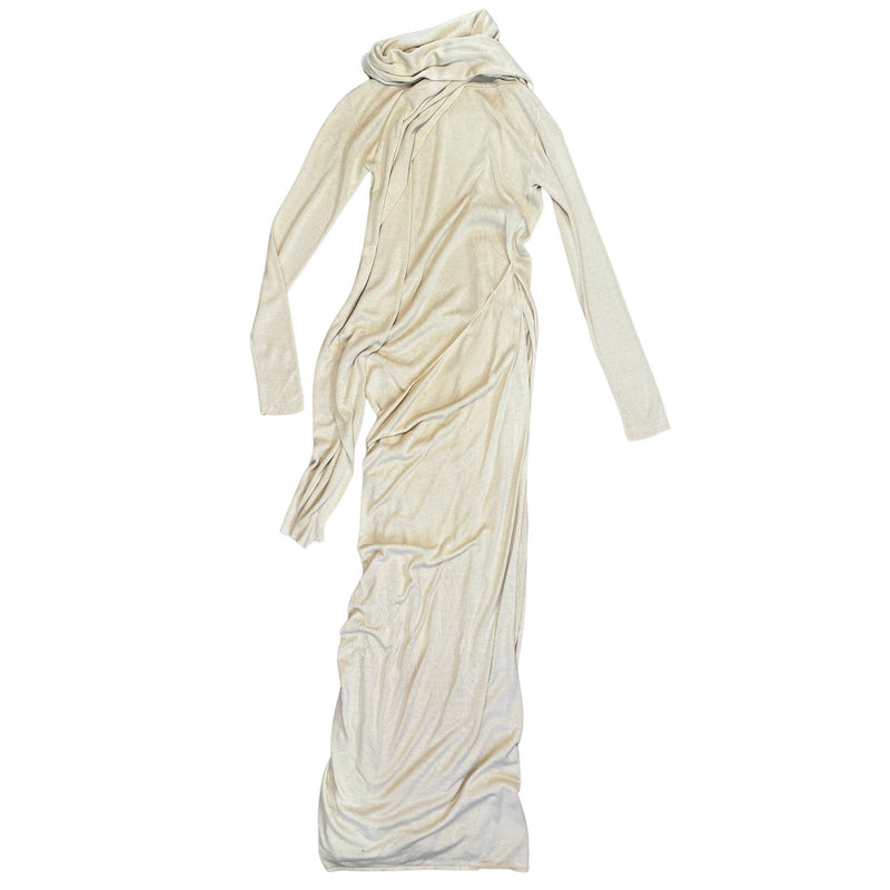AYA MUSE Vire Silk Knit Draped Dress Buttercream $1001 NWT S