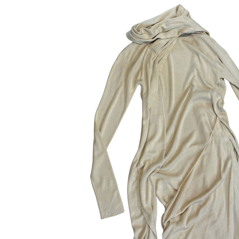 AYA MUSE Vire Silk Knit Draped Dress Buttercream $1001 NWT S