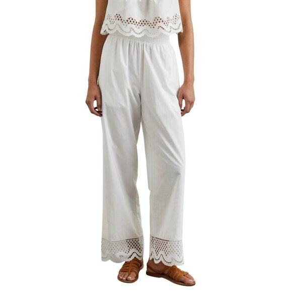 RAILS White Wide Leg Lightweight Lace Trim Henrik Pant $198 LIKE NEW Small