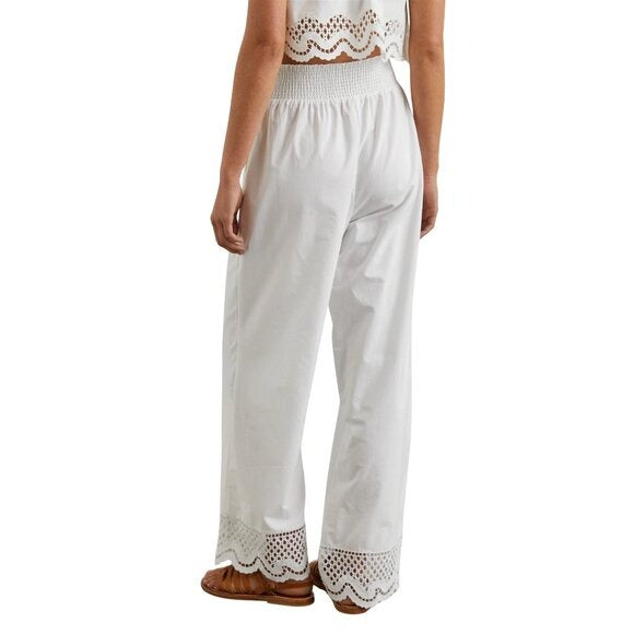 RAILS White Wide Leg Lightweight Lace Trim Henrik Pant $198 LIKE NEW Small