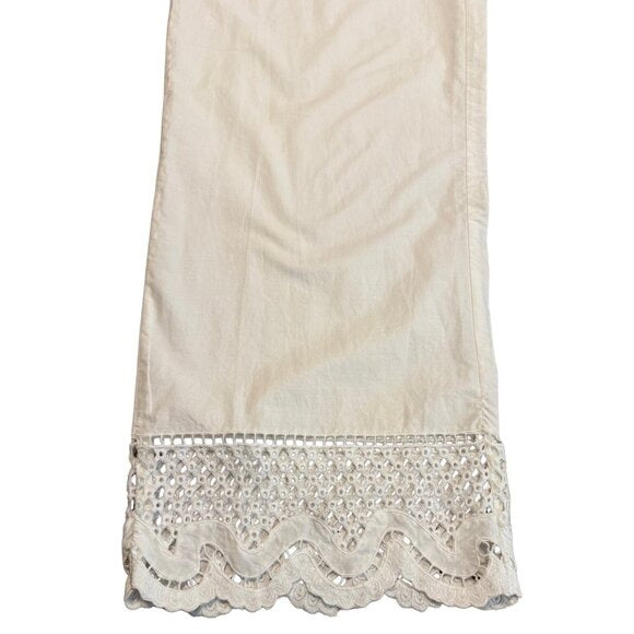 RAILS White Wide Leg Lightweight Lace Trim Henrik Pant $198 LIKE NEW Small