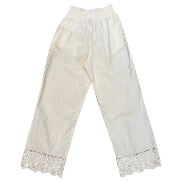 RAILS White Wide Leg Lightweight Lace Trim Henrik Pant $198 LIKE NEW Small