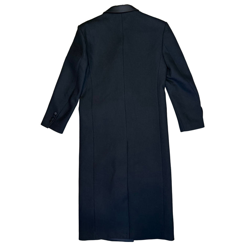 SANDRO Tuxedo Double Breated Black Satin Wool Coat $790 NWT Sz 36
