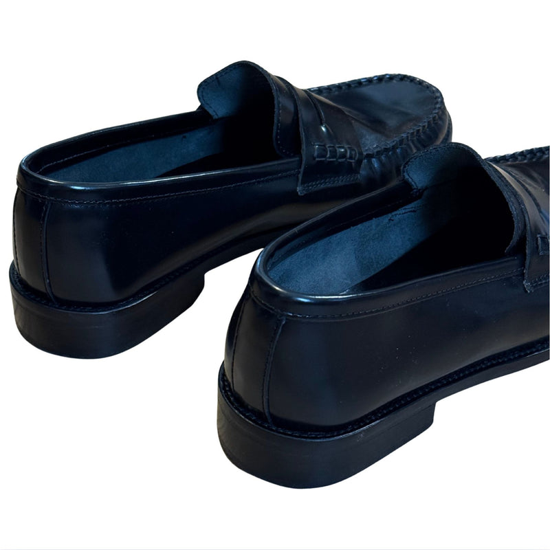 MANGO MNG Gathered leather moccasin Black $150 EUC sz 40 9