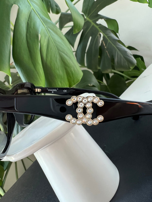 CHANEL Butterfly Black Light Grey Lens Sunglasses