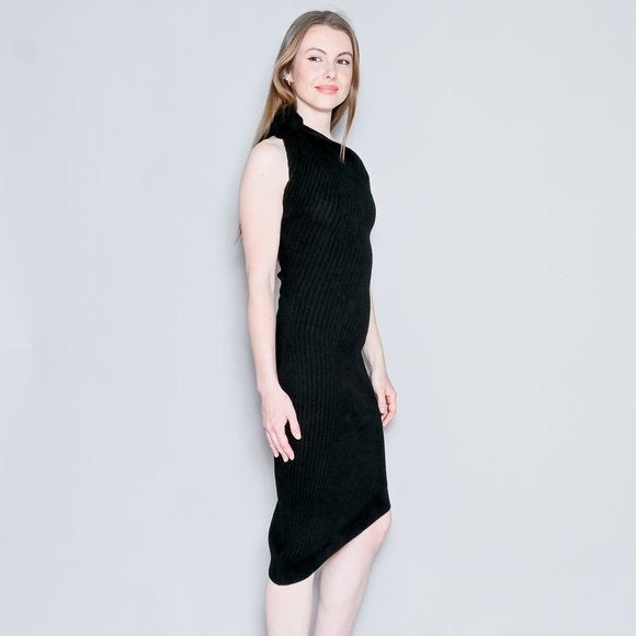 BRANDON MAXWELL Knotted One-Shoulder Ribbed-Knit Dress NWT M – Fashion  Without Trashin