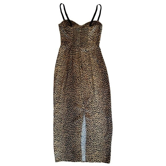 REFORMATION Stormi Satin Catnip Leopard Midi Dress $298 NWOT Sz 4