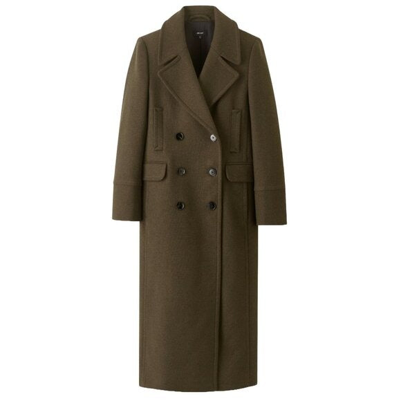 ME + EM Khaki Green Melange Wool Longline Coat $768 EUC Sz US 4