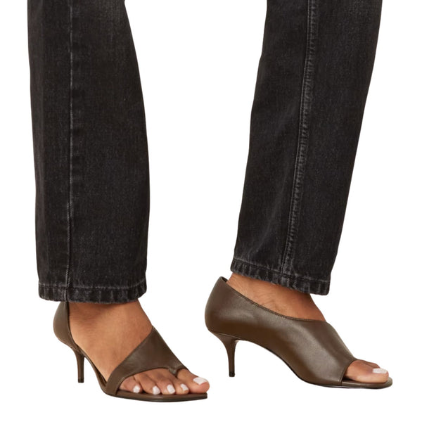 MANGO MNG 100% Leather Cut-Out Heeled Sandals Brown $100 NWOB Sz 39 8.5